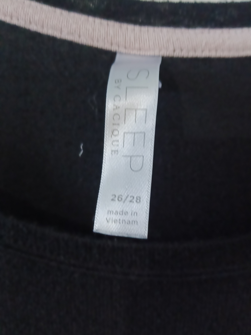 Cacique Black Sleep Top with Pink Trim - Picture 2 of 3